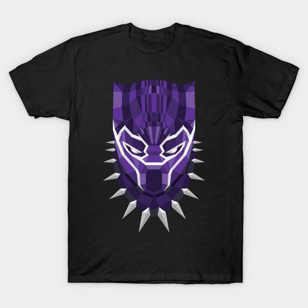 Geometric Panther Head T-Shirt by gastaocared